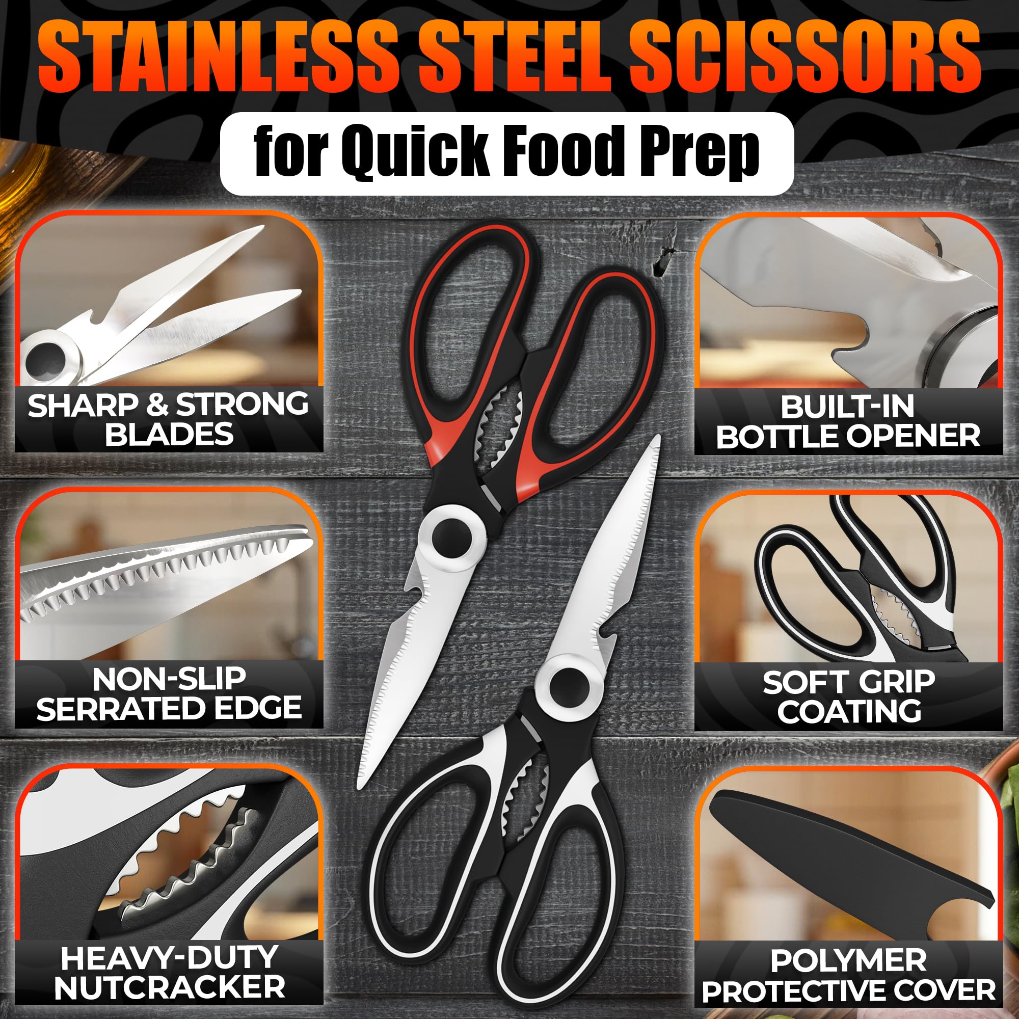 LIBERHAUS 5in1 kitchen shears for meat prep and versatile tasks.