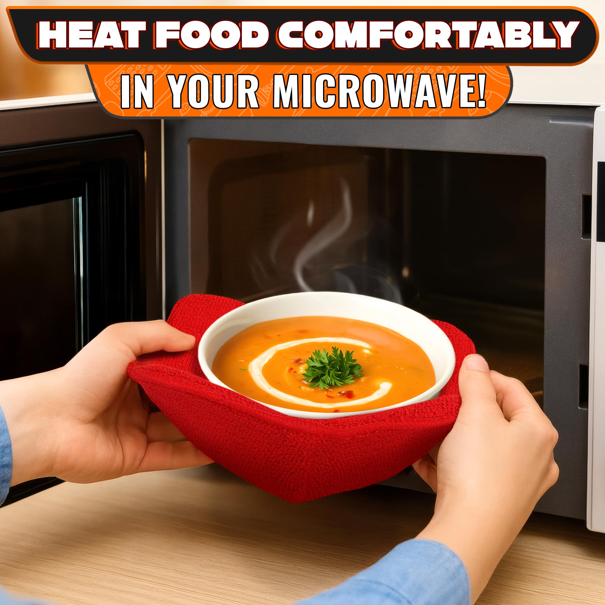 LIBERHAUS bowl cozy with hanging loop for easy storage and quick access.