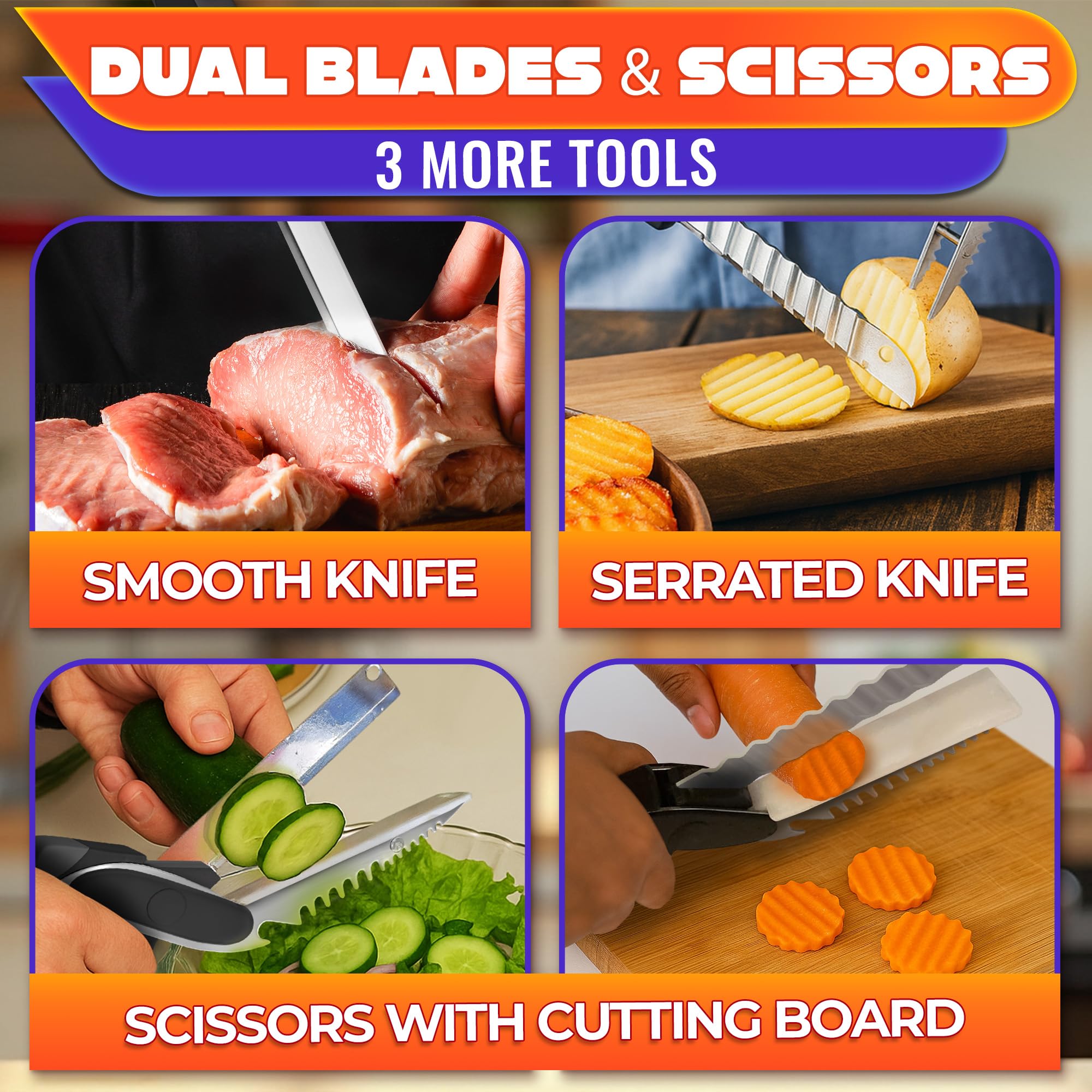 LIBERHAUS Cutting Board Scissors ergonomic handle for comfortable cutting.