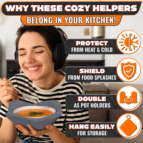 LIBERHAUS dishwasher safe bowl cozy being cleaned in kitchen