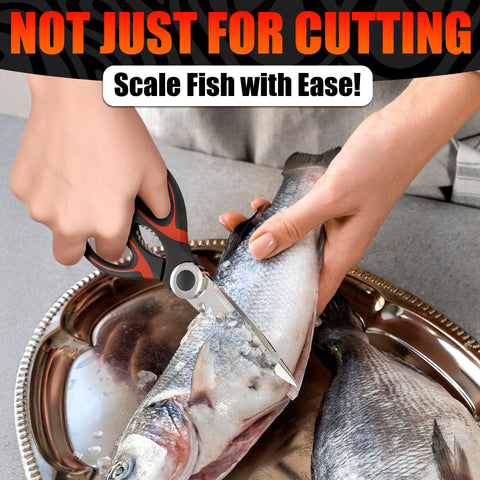 LIBERHAUS dishwasher-safe kitchen scissors simplify cleanup after meals.