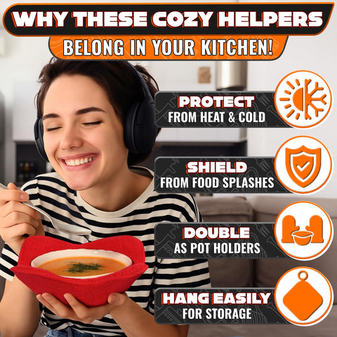 LIBERHAUS dual-use bowl cozy doubles as potholder for hot dishes.