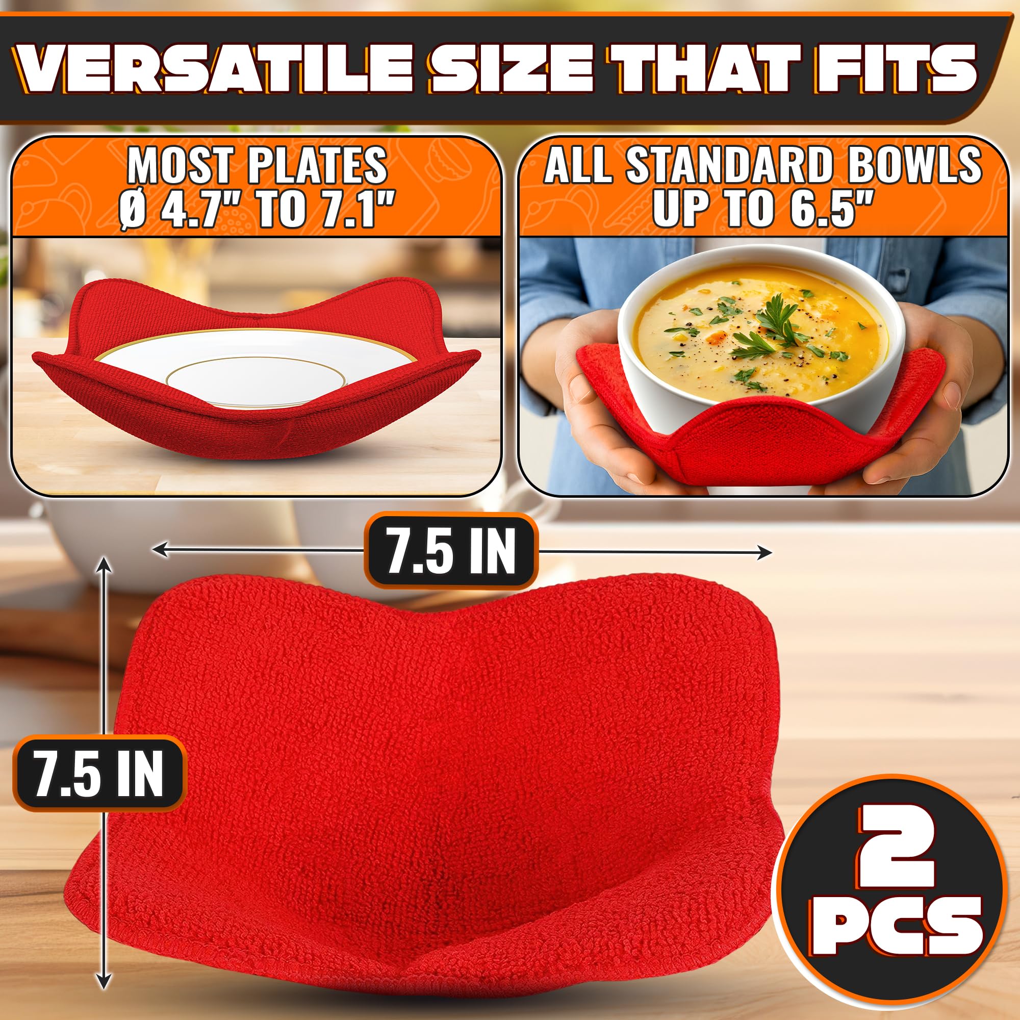 LIBERHAUS heat-resistant fabric bowl holder demonstrates safe handling of hot dishes.