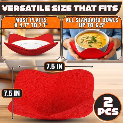 LIBERHAUS heat-resistant fabric bowl holder demonstrates safe handling of hot dishes.
