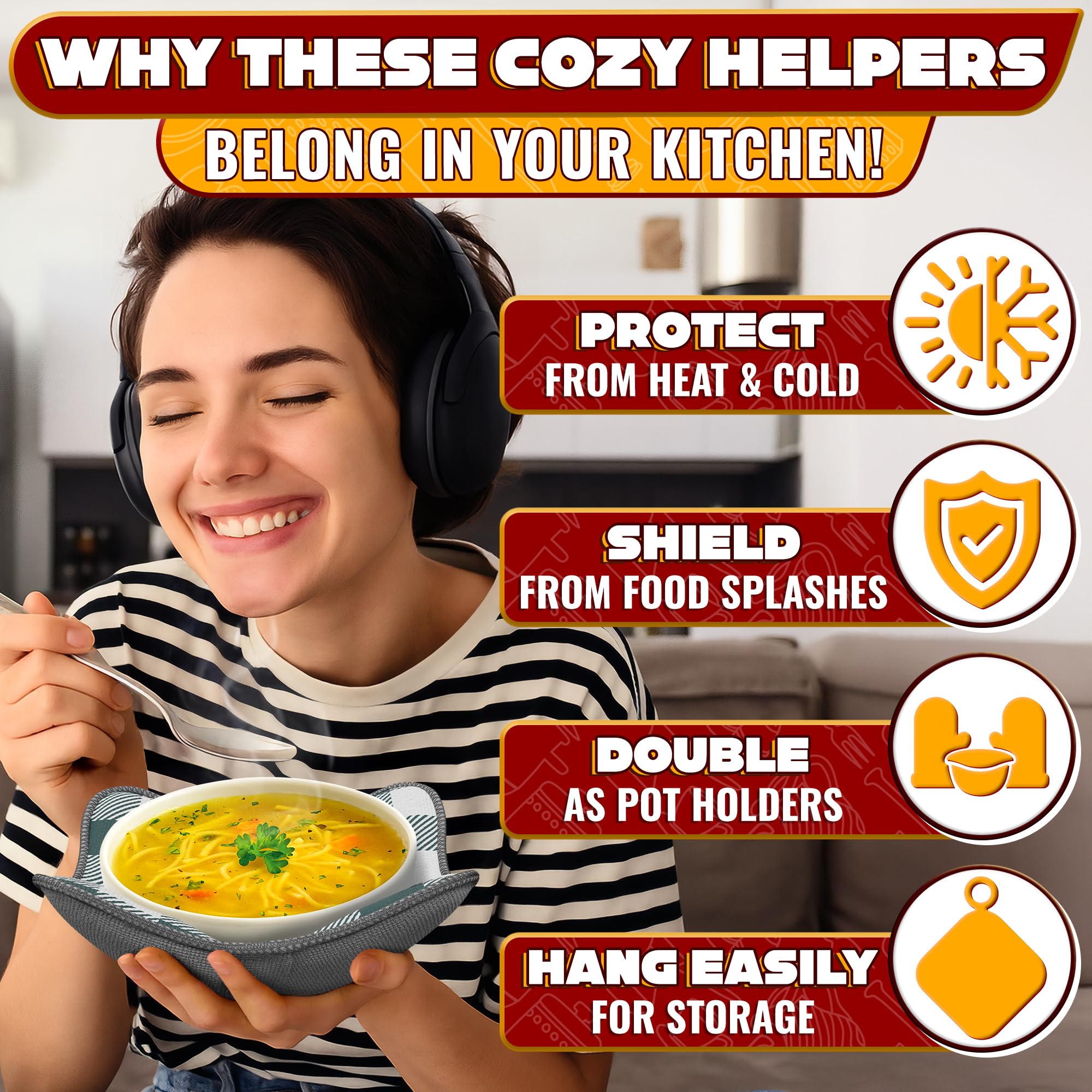 LIBERHAUS dishwasher-safe bowl cozy eases cleanup after cooking