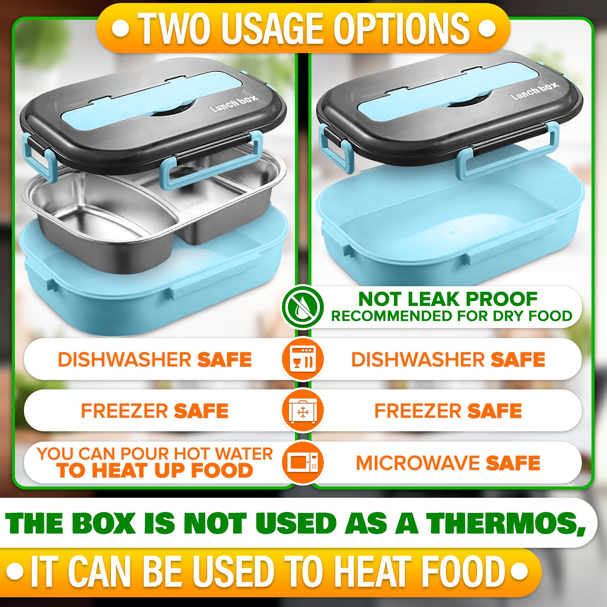 LIBERHAUS Tiffin Lunch Box plastic lid seals in freshness