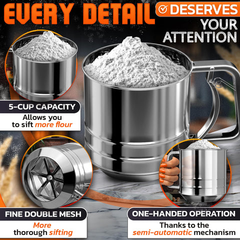 Versatile LIBERHAUS sifter for powdered sugar, flour, and cocoa