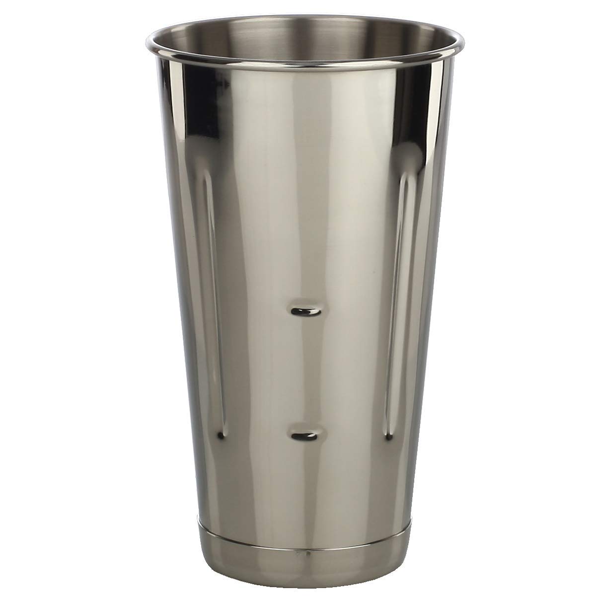 Libertyware 30 oz malt milkshake cup in polished stainless steel, dishwasher safe.