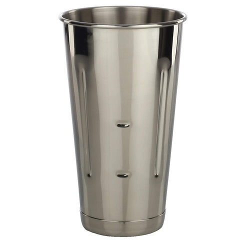 Libertyware 30 oz malt milkshake cup in polished stainless steel, dishwasher safe.