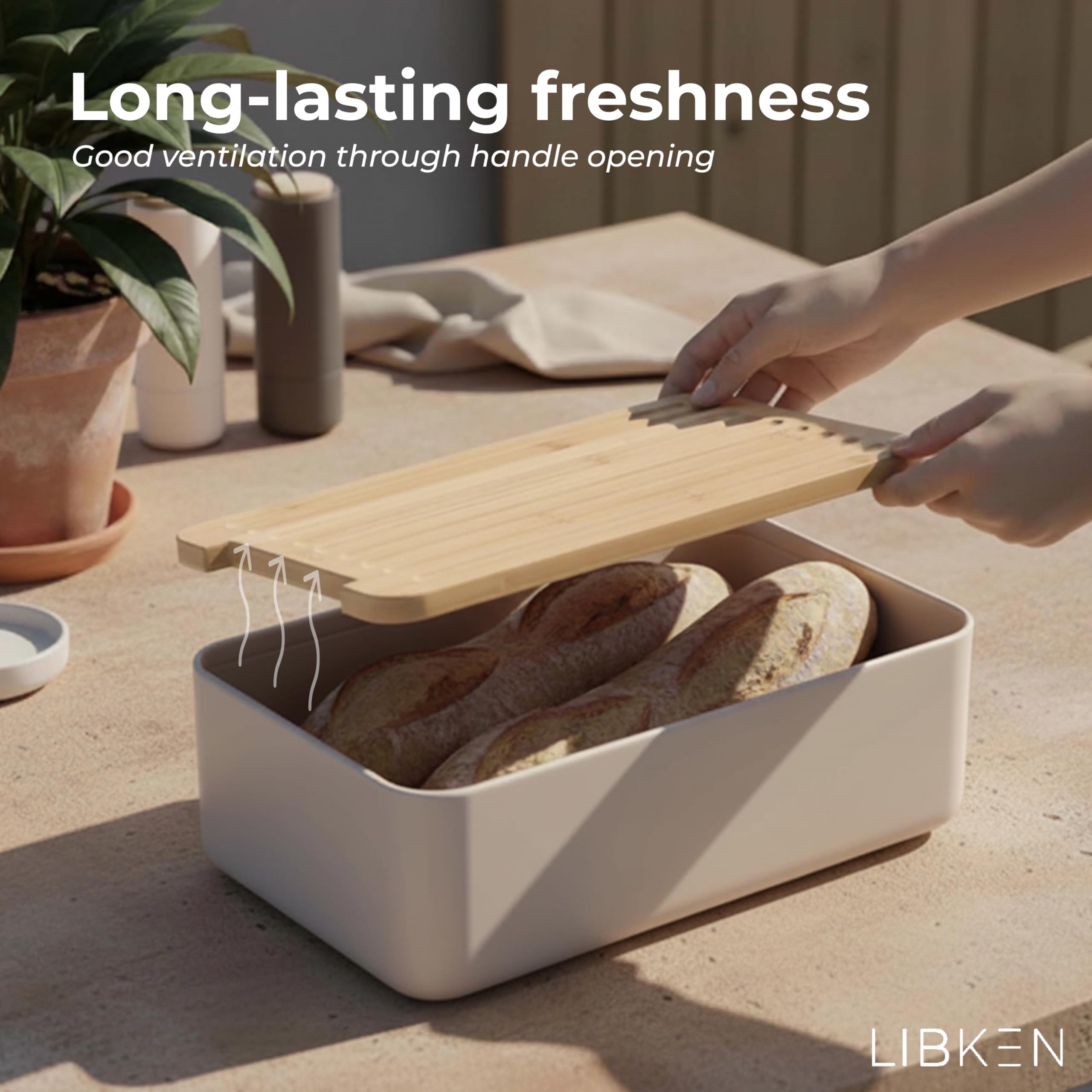 LIBKEN Bread Box holds multiple loaves for organized meal prep.