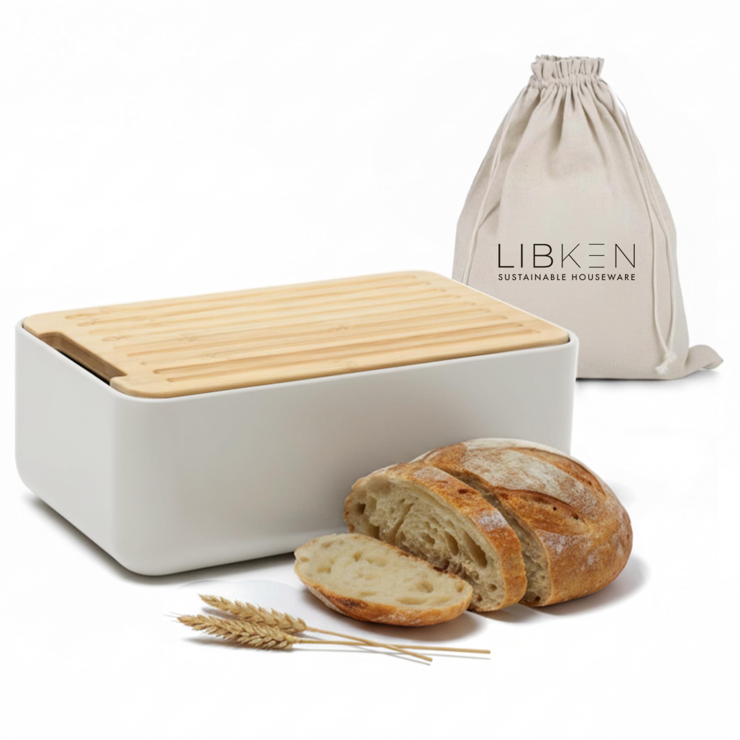 LIBKEN Bread Box close-up of the sturdy steel finish for durable daily bread storage.