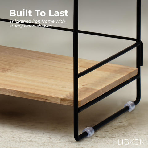 LIBKEN office desk organization with rack for supplies and accessories.