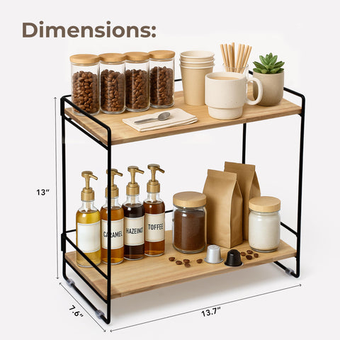 LIBKEN coffee bar rack side view highlighting slim profile and space-saving design.