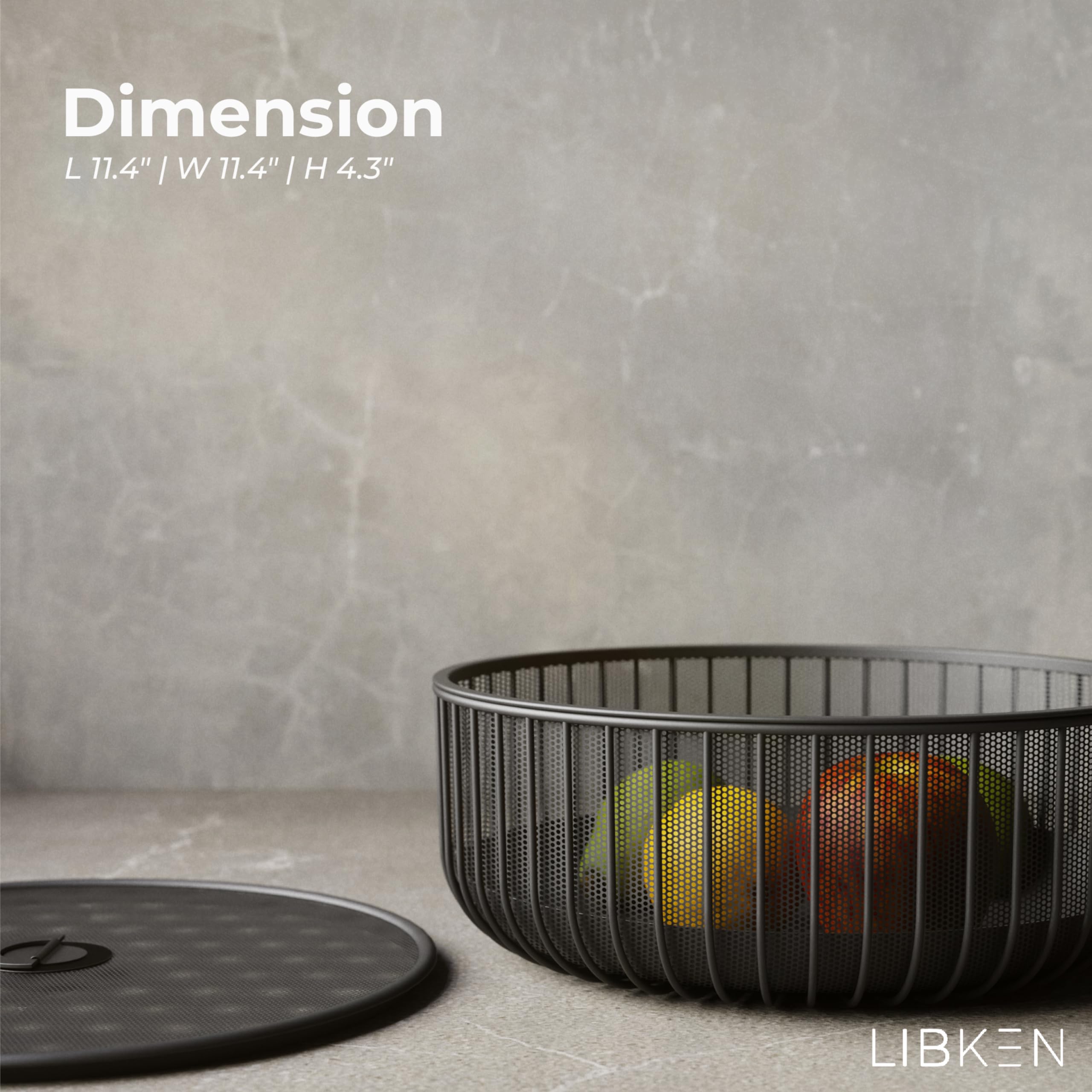 LIBKEN countertop display bowl with mesh lid for easy access.