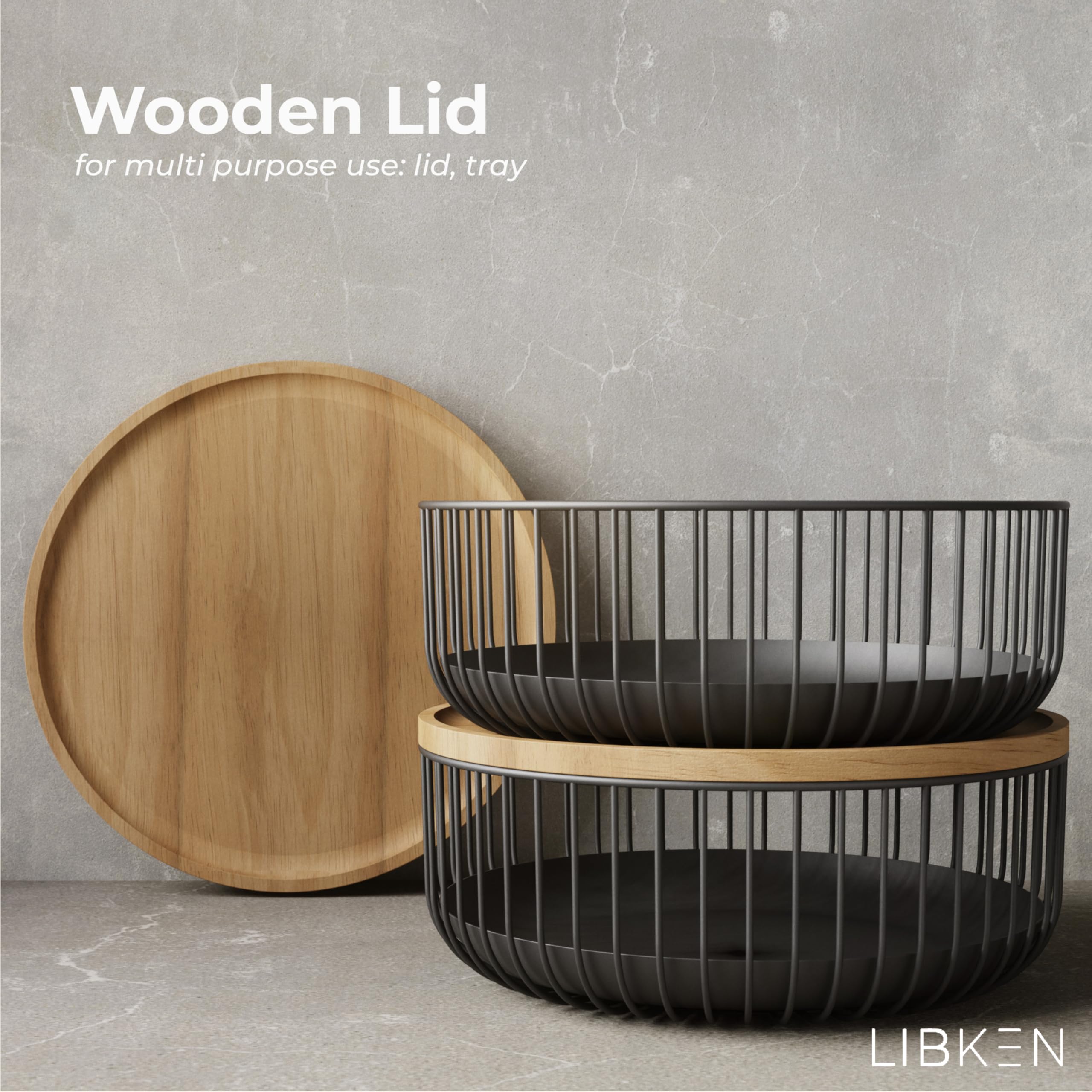 LIBKEN fruit basket with removable tray for easy serving and quick cleanup.