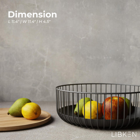 LIBKEN fruit basket close-up showing wooden bamboo lid and tray use.