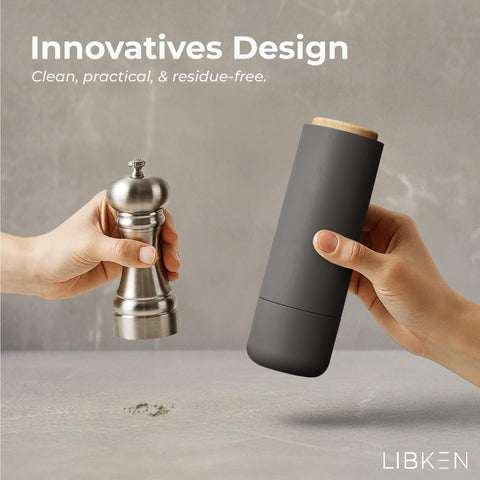 LIBKEN salt and pepper capacity five point seven five ounces keeps spices fresh.
