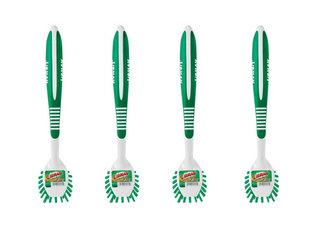 LIBMAN Commercial Kitchen Brush W/Scrapper close-up of built-in scrapper edge