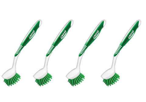 LIBMAN Commercial Kitchen Brush W/Scrapper top view shows sturdy bristles for tough grime