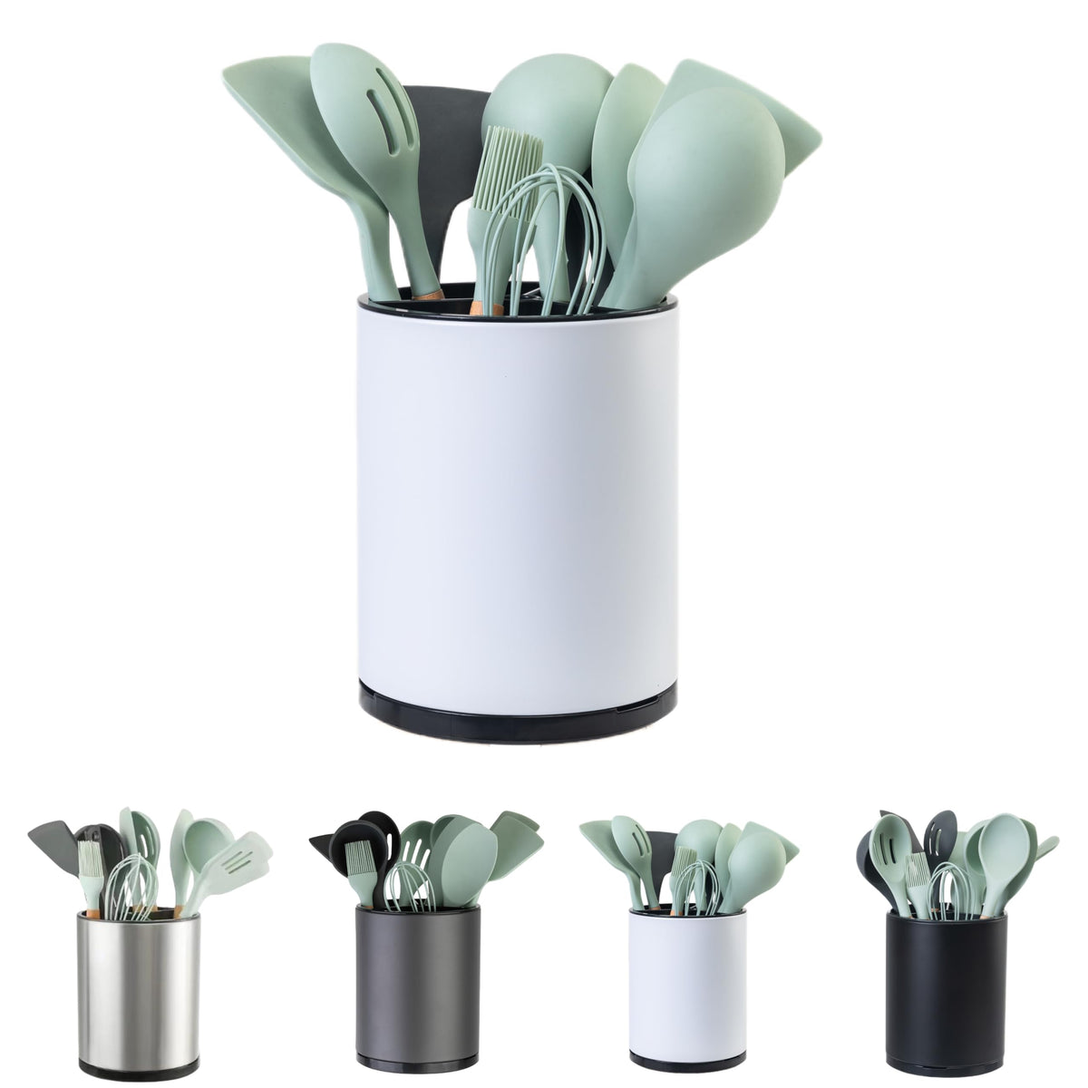 LIBODOUR 360° rotating utensil holder on counter for easy access while cooking