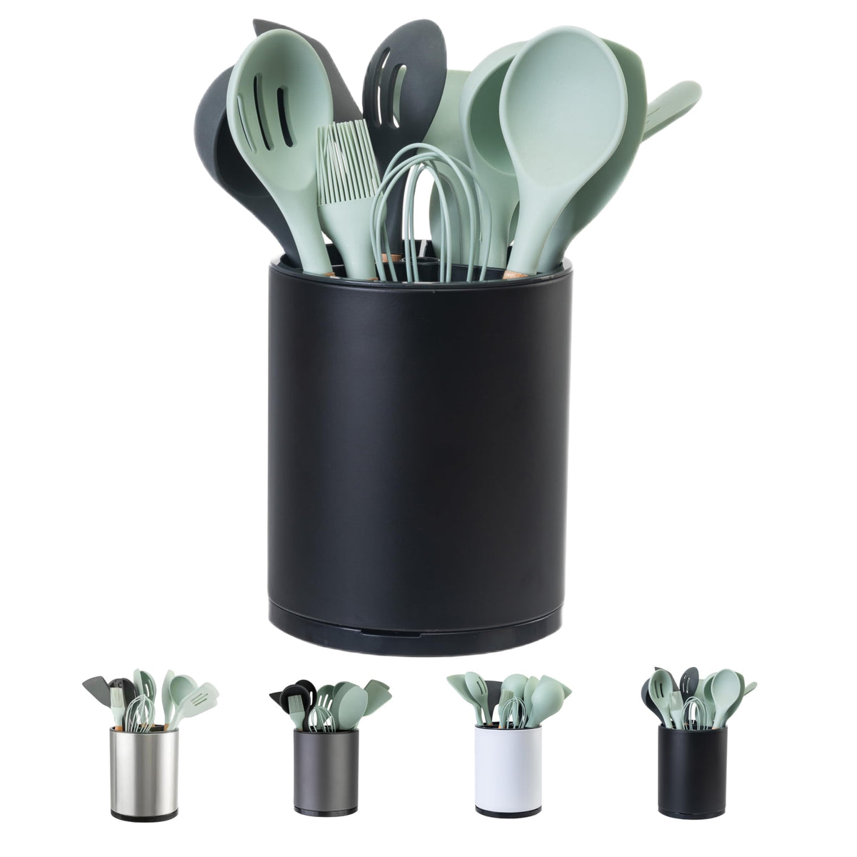 LIBODOUR 360-degree rotating utensil holder on counter for easy access.