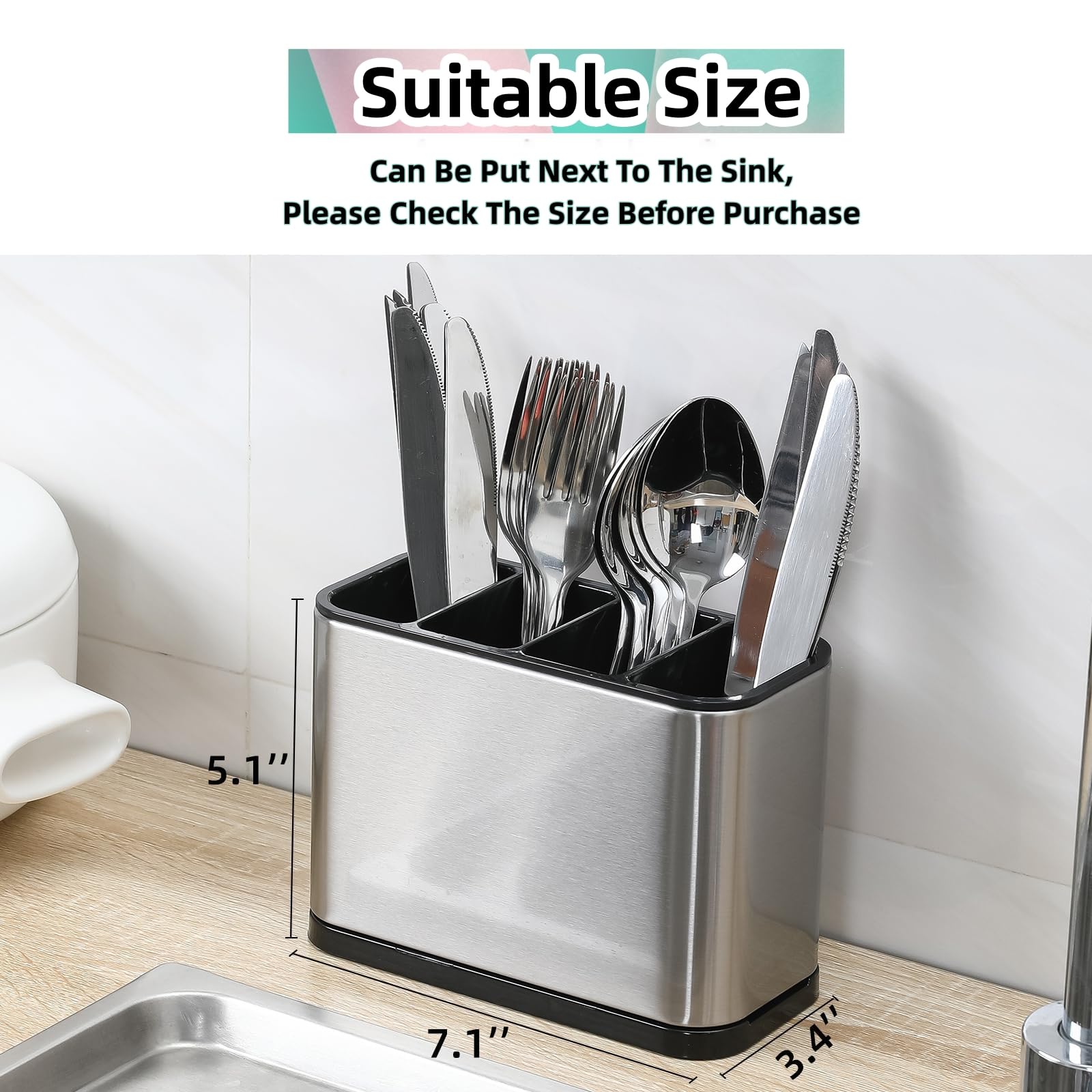 LIBODOUR caddy with drainage holes dries utensils after washing for a cleaner counter.
