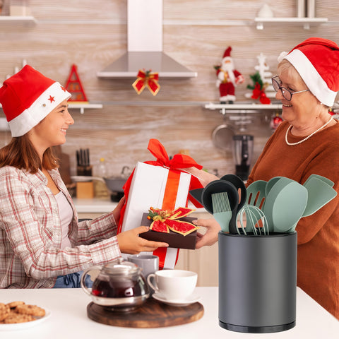 LIBODOUR extra-large base holds about 15 large utensils for a tidy counter