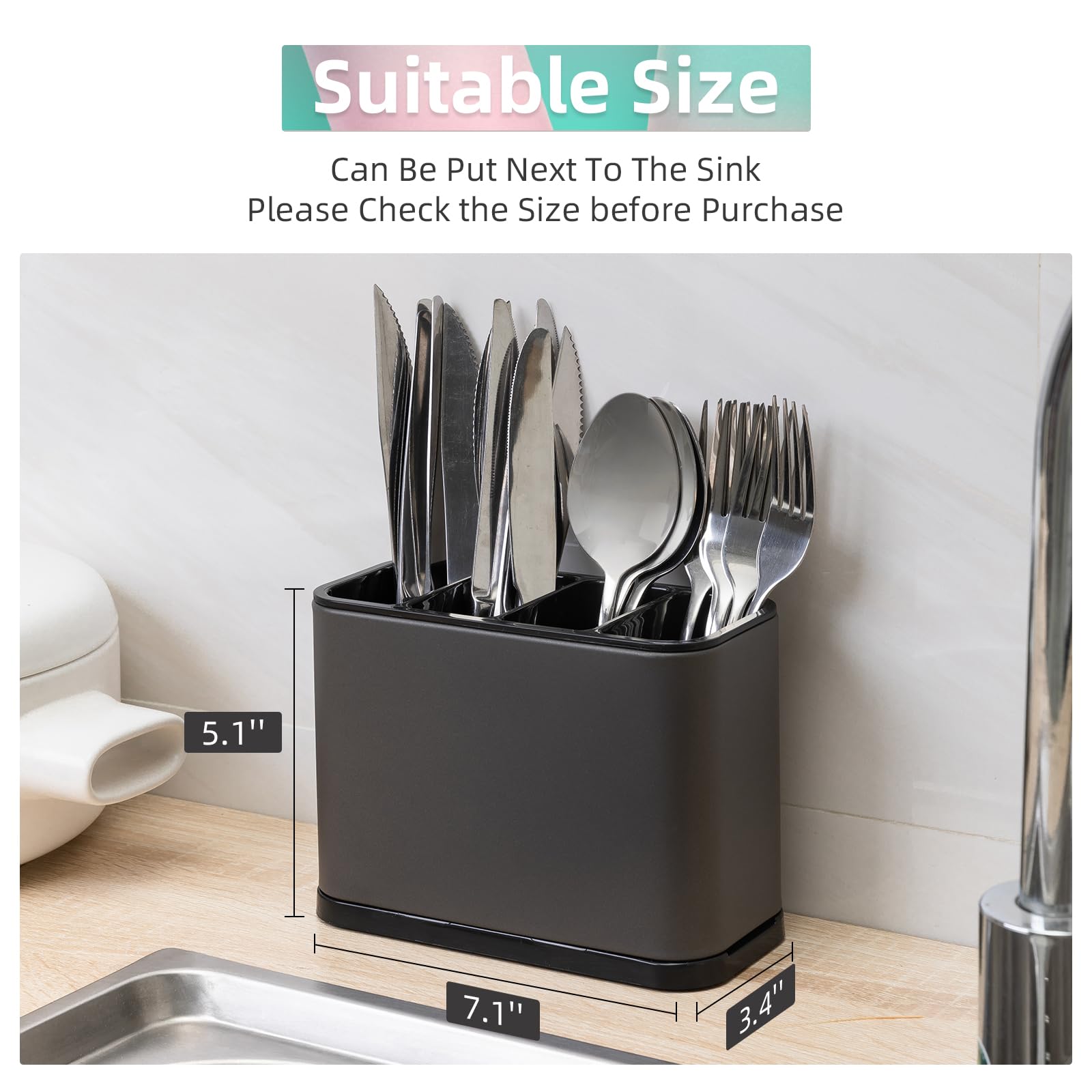 LIBODOUR counter utensil holder with anti-fingerprint finish stays clean.