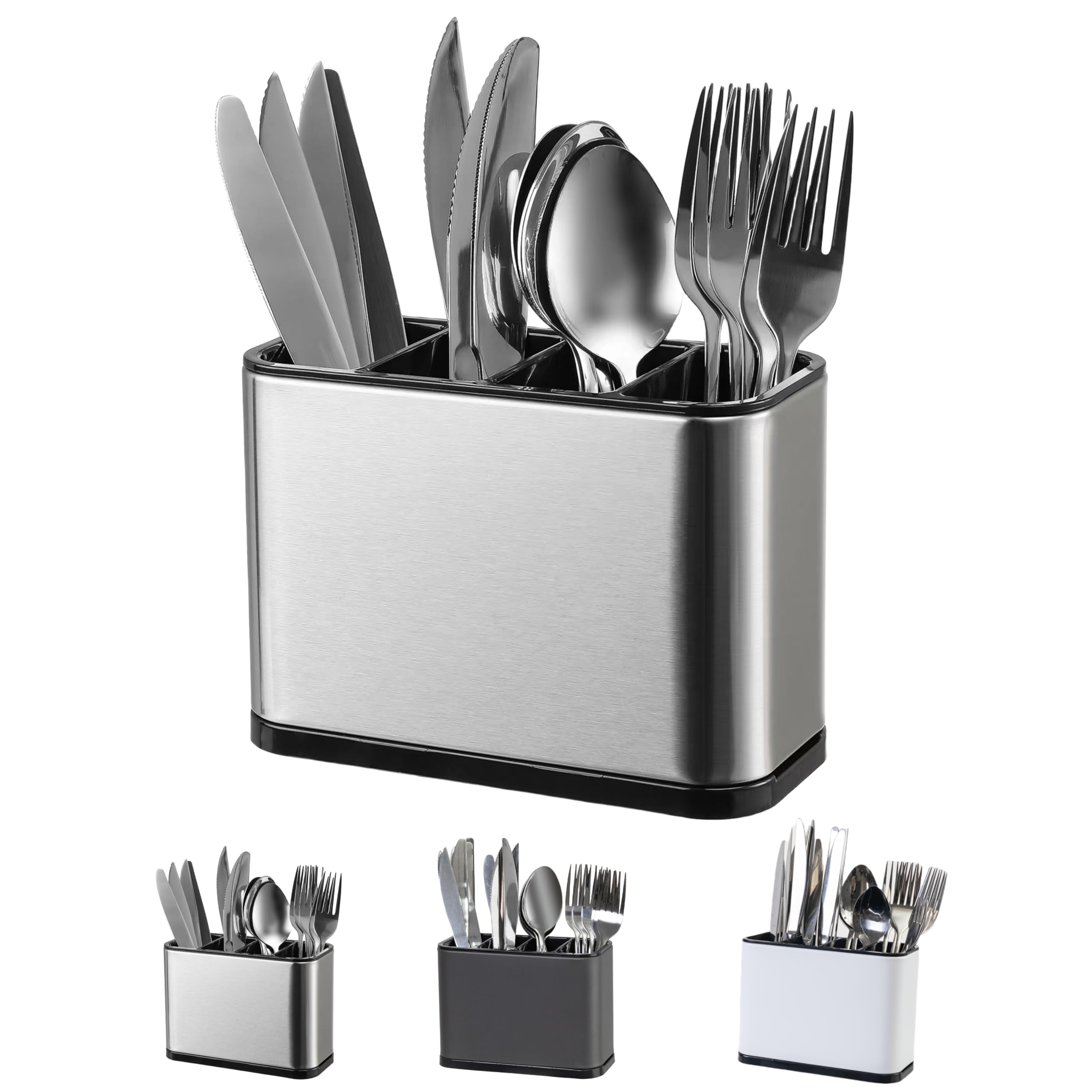LIBODOUR utensil holder with four compartments keeps cutlery organized and within reach.
