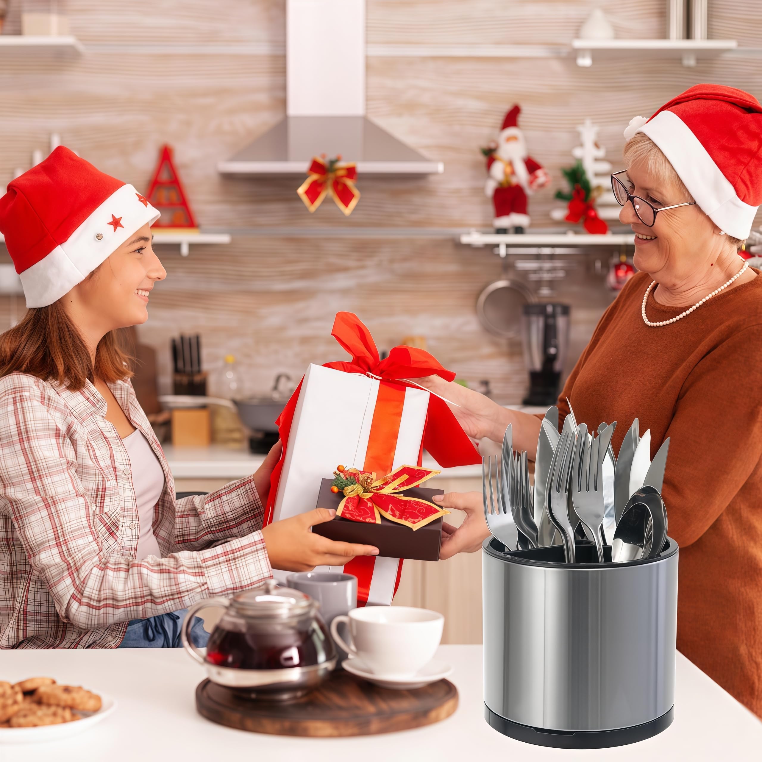 LIBODOUR large-capacity utensil holder keeps spatulas, ladles, and spoons neatly organized.