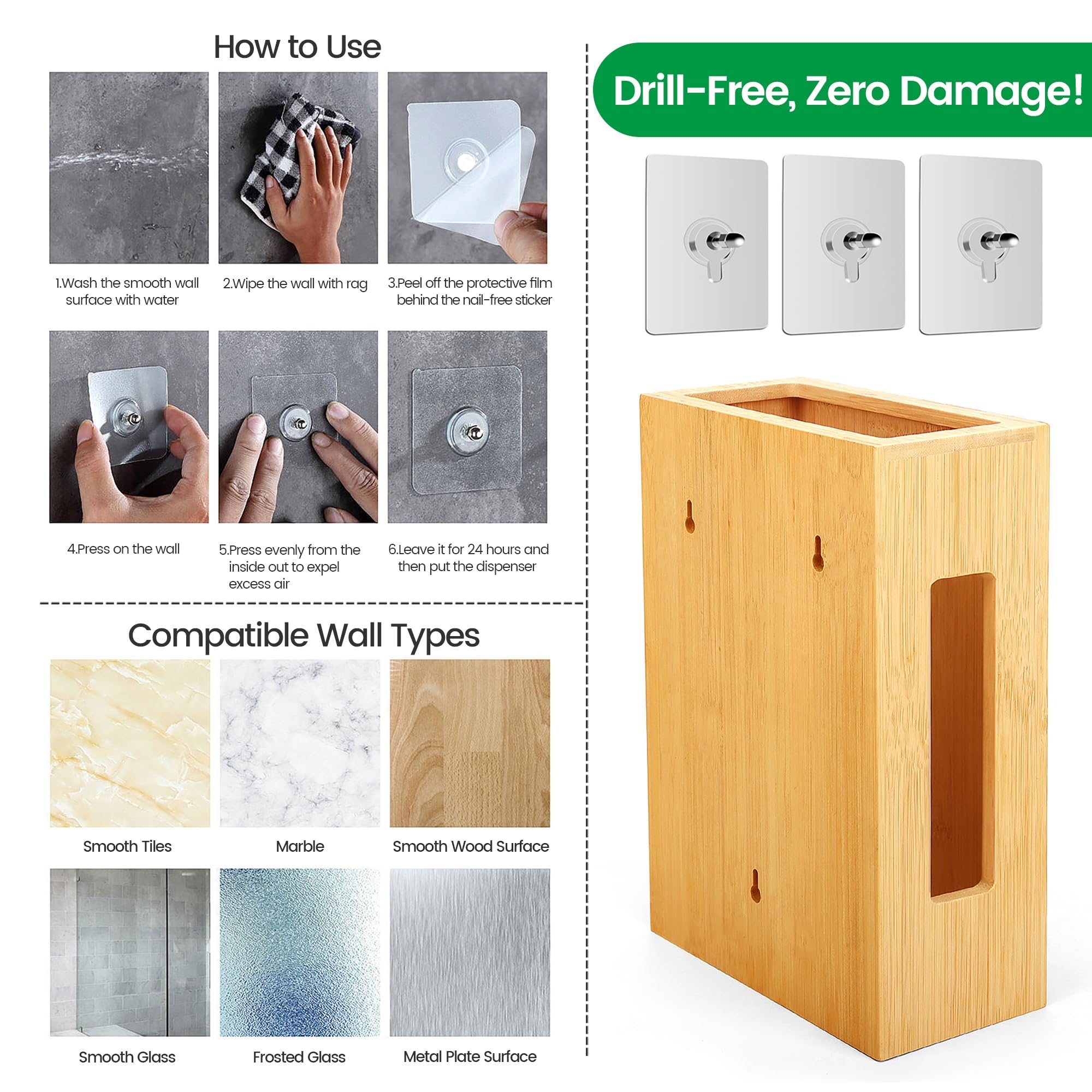 Libreshine complete mounting kit includes no-drill nails and screws.