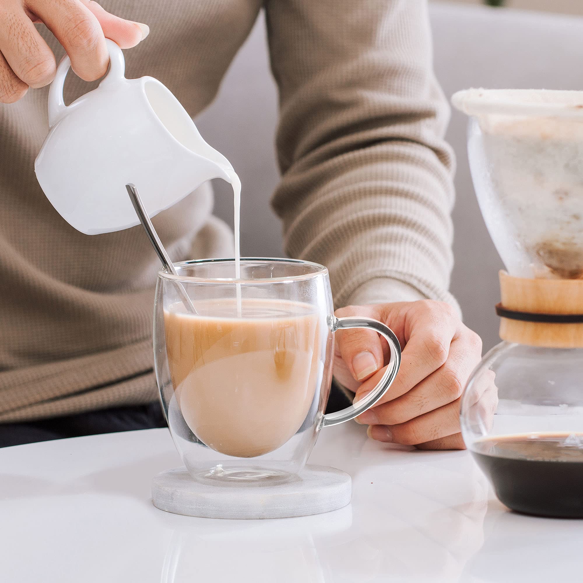 LIBWYS espresso, latte, and tea cups in clear glass for a premium look.