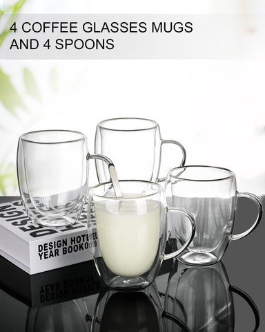 LIBWYS espresso glass with handle for easy grip during latte