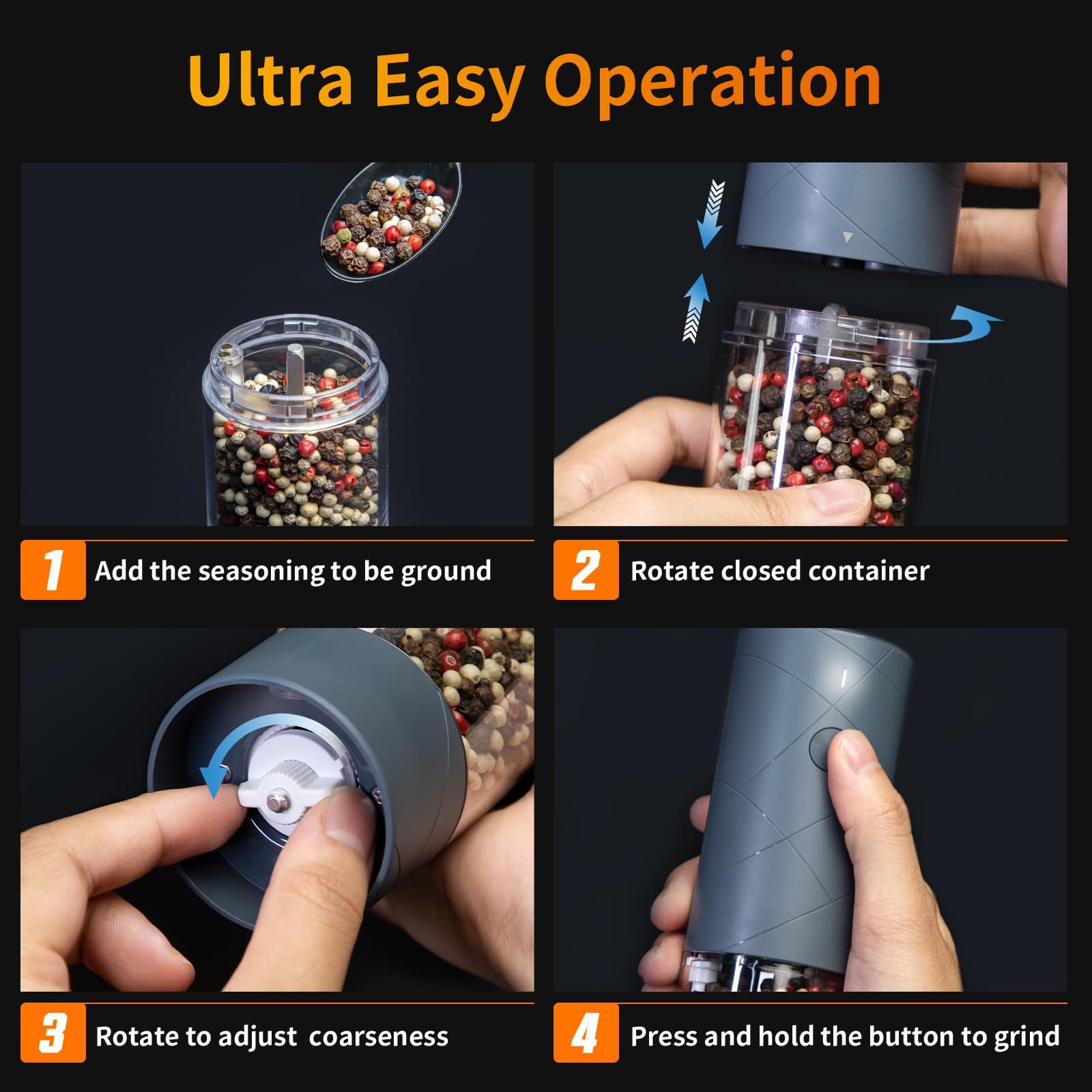 Lidaop set includes two grinders and cables for ready-to-use seasoning