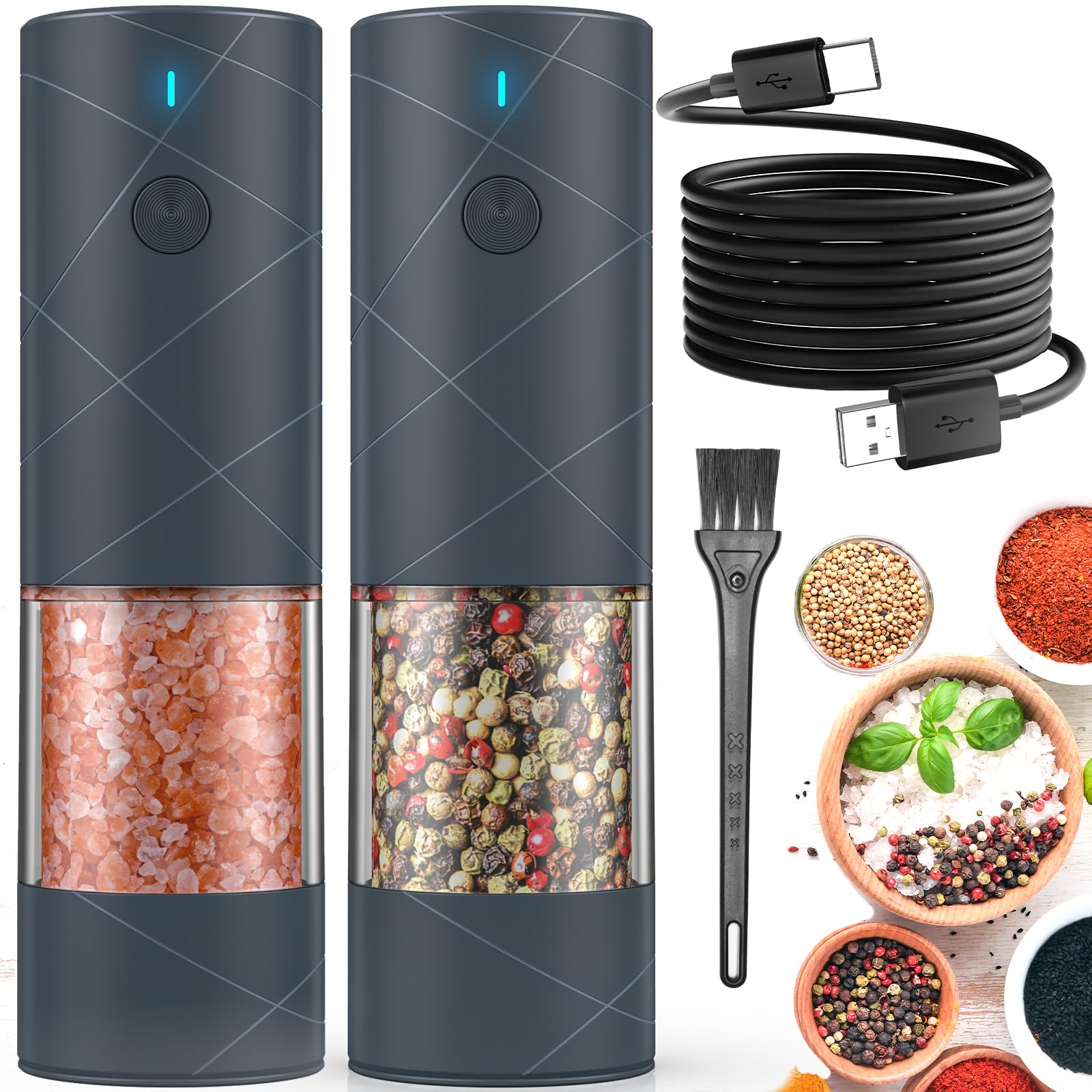 Lidaop salt and pepper grinder with LED light for precise table seasoning