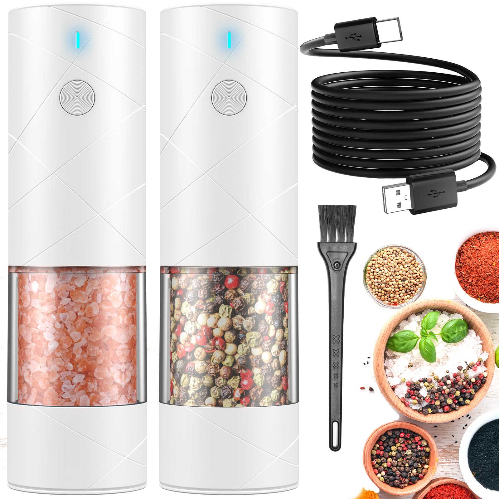 Lidaop electric salt and pepper grinders in white packaging for home gifting.