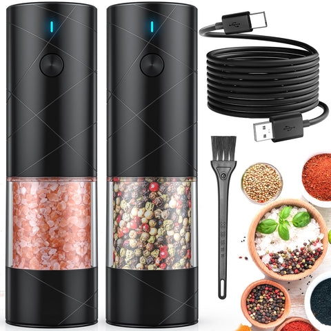 Lidaop electric salt and pepper grinders in a kitchen setting for precise seasoning