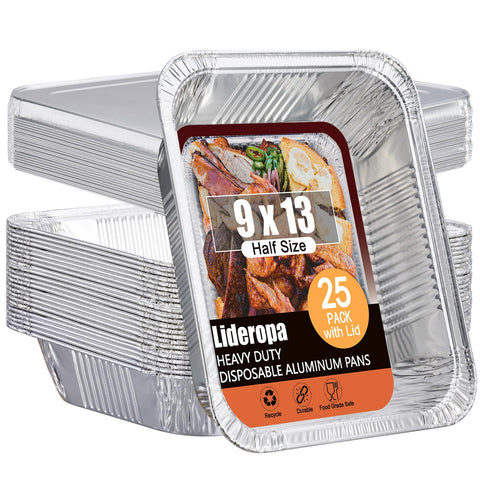 Lideropa 9x13 aluminum pan with lid pack for easy meal prep and storage