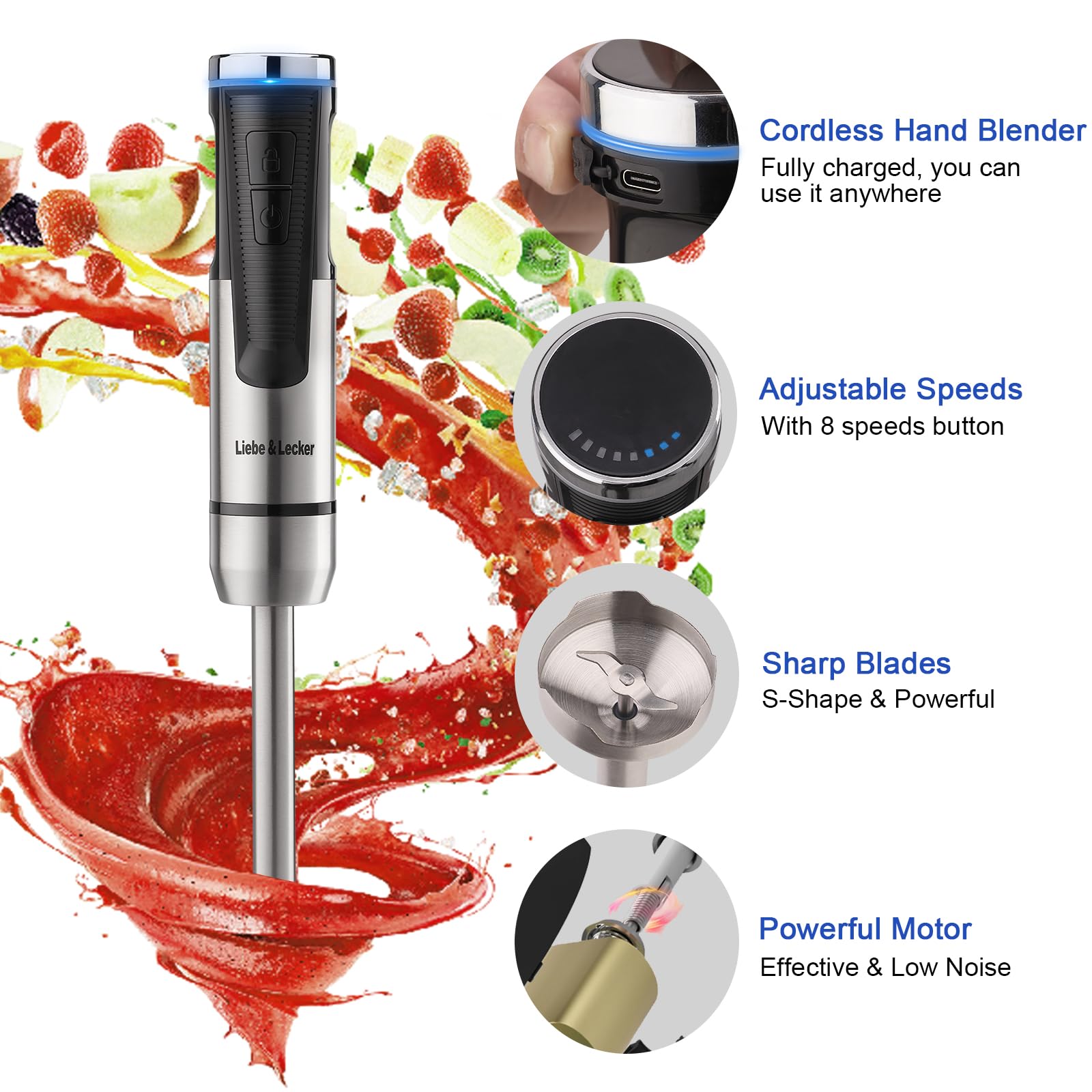 Liebe&Lecker egg whisk attachment for smooth batters.