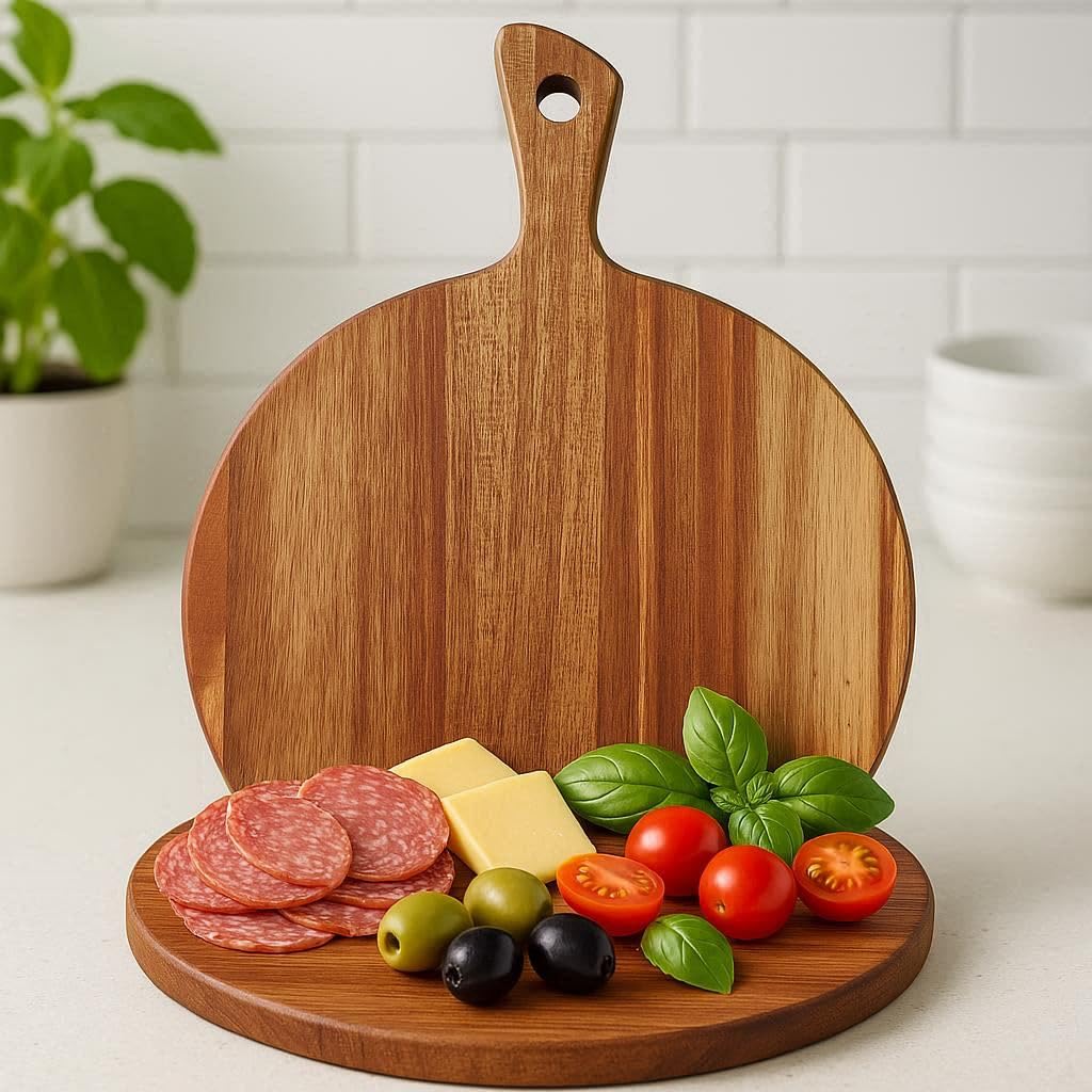 LiebeOlivee acacia wood board, iconic grain patterns, multipurpose kitchen or charcuterie display.