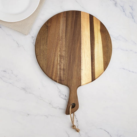 LiebeOlivee bread board in acacia wood, sturdy surface for slicing and crumb-free prep.