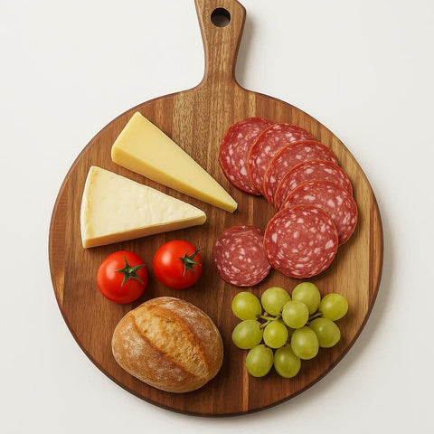LiebeOlivee kitchen decor board in warm acacia wood, adds natural elegance.