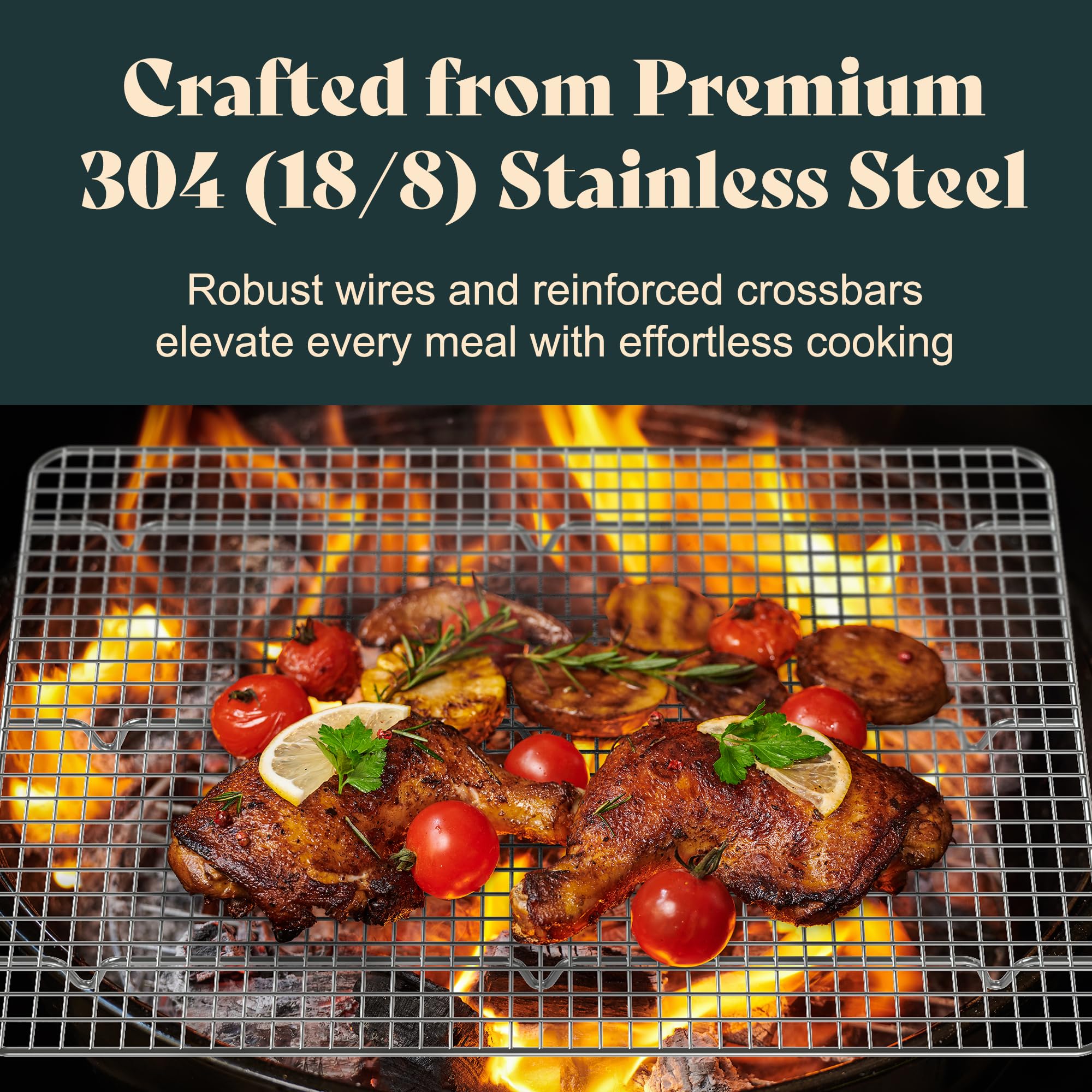 LIEMAND oven and dishwasher safe rack with durable stainless steel finish