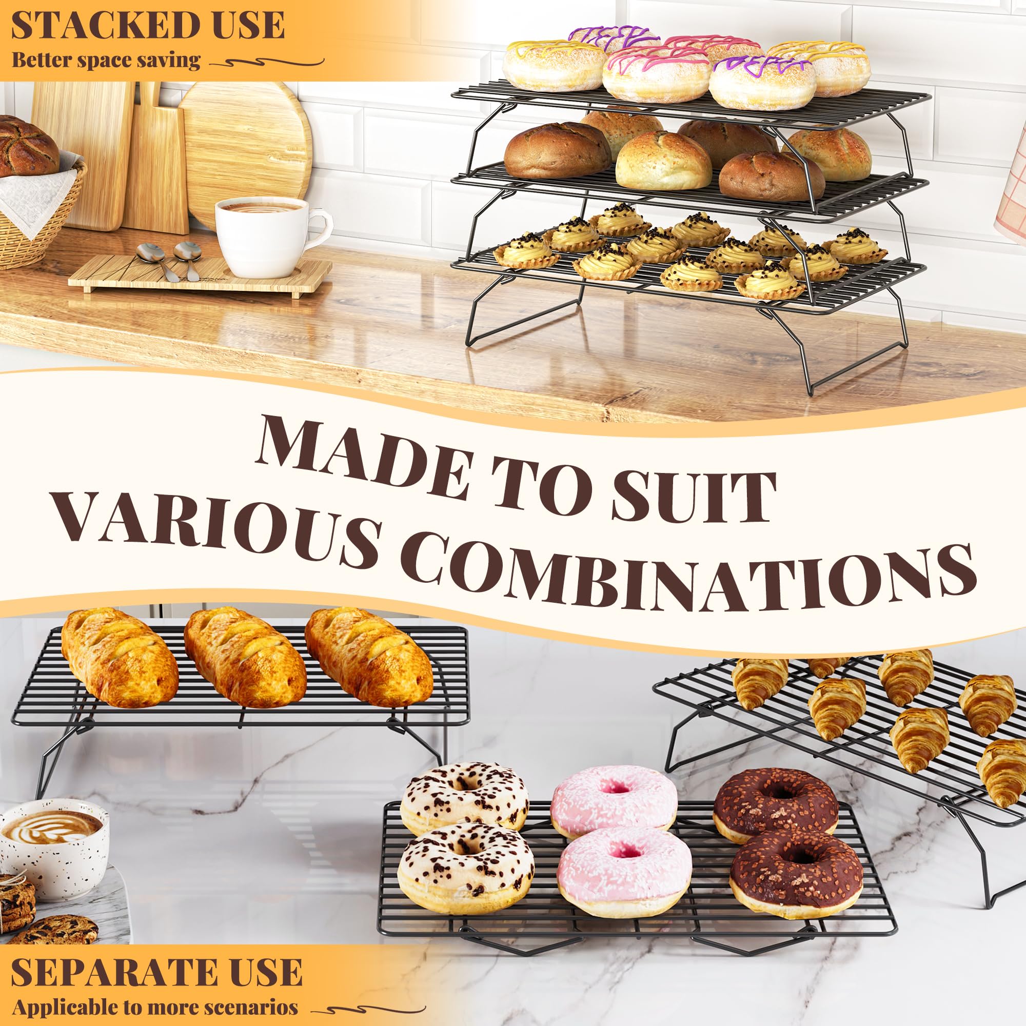 LIEMAND versatile kitchen rack for drying, cooling, and dessert prep