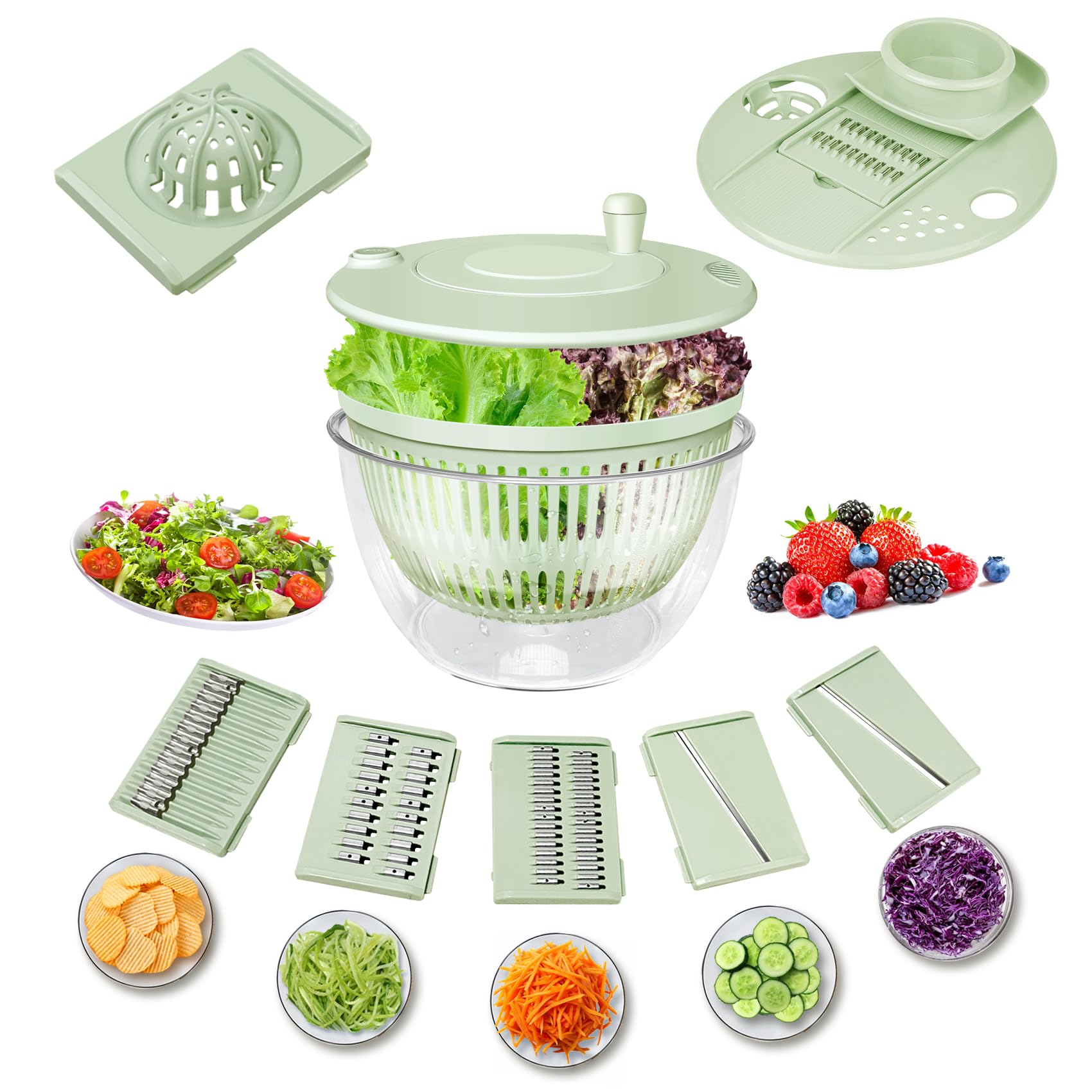 Lienffy Salad Spinner large capacity in green for family meal prep and washing