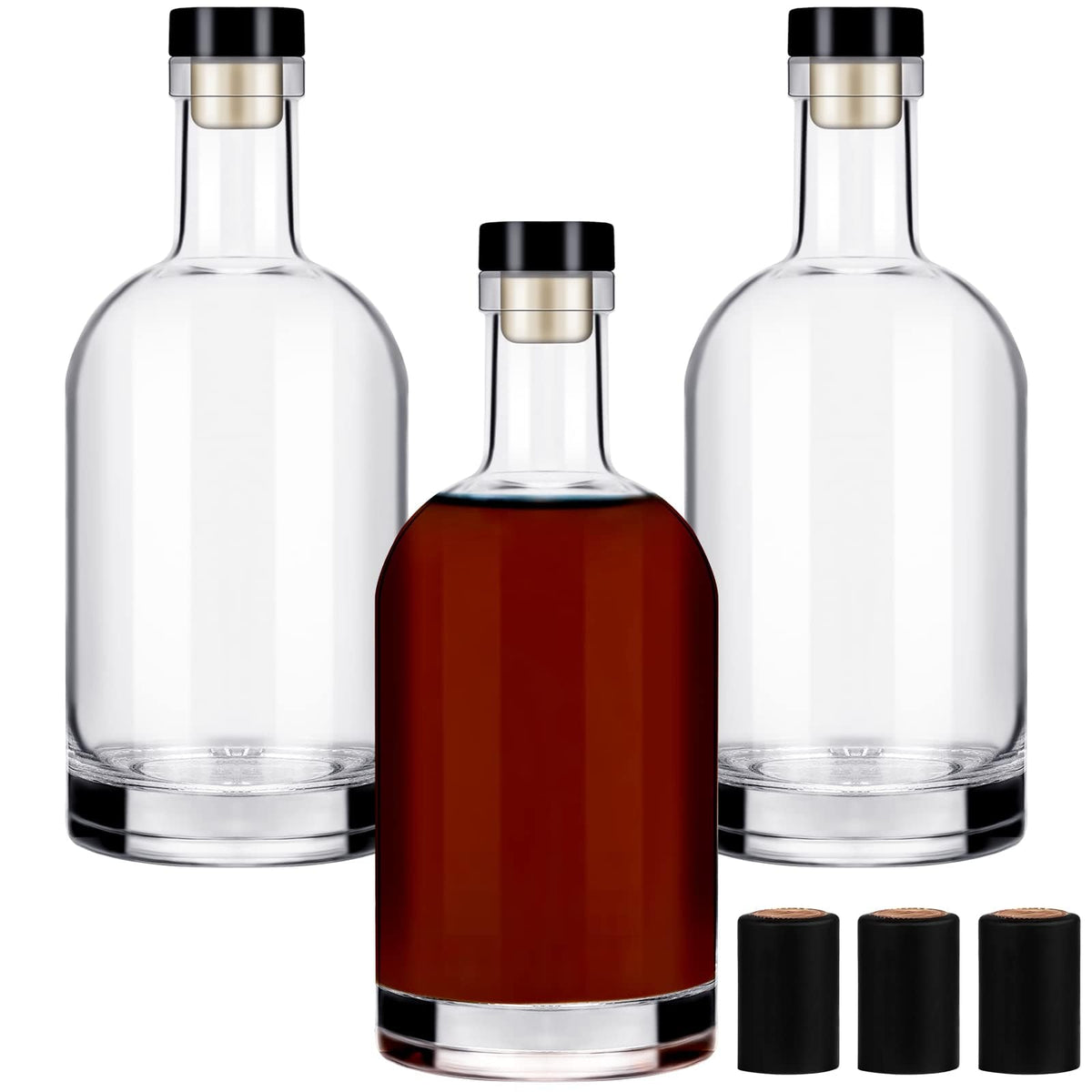 Liengoron 750ml clear glass wine bottle for pristine beverage storage