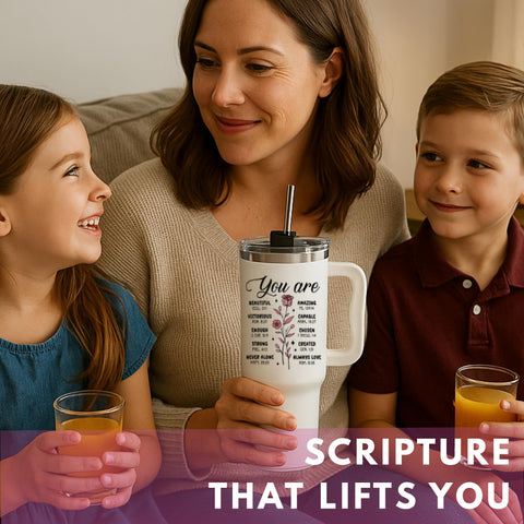 LIERIE8888 Faith Tumbler closeup reveals meaningful engraving and faith-inspired design.