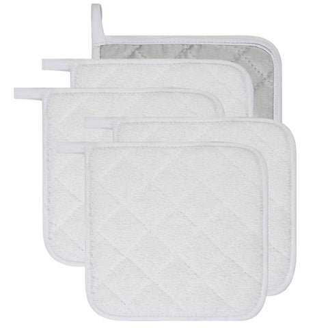 Lifaith pot holder set of 5 white 7x7 inches for safe oven handling