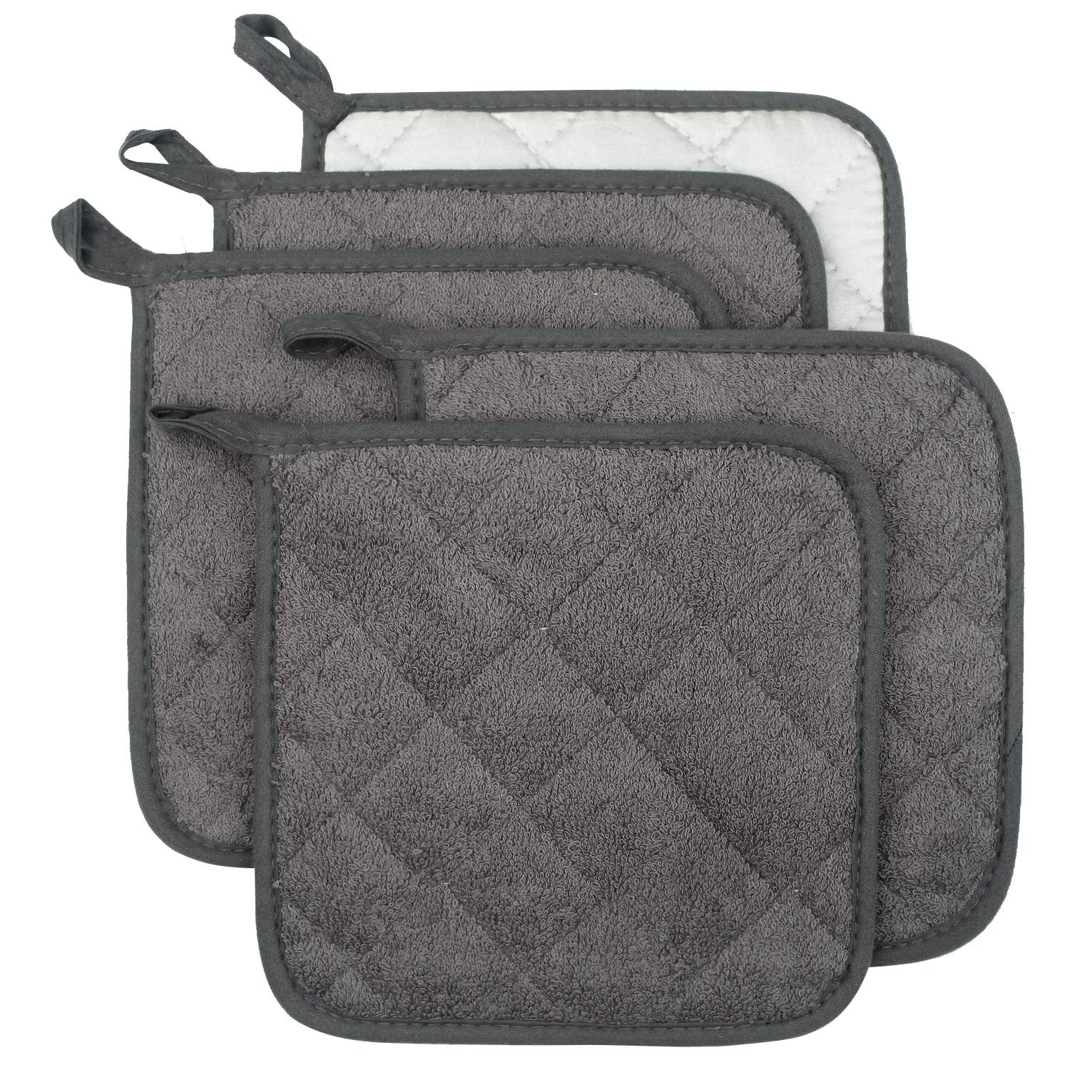 Lifaith 5-piece pot holder set in mineral gray for safe oven handling.