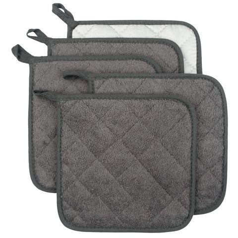 Lifaith 5-piece pot holder set in mineral gray for safe oven handling.
